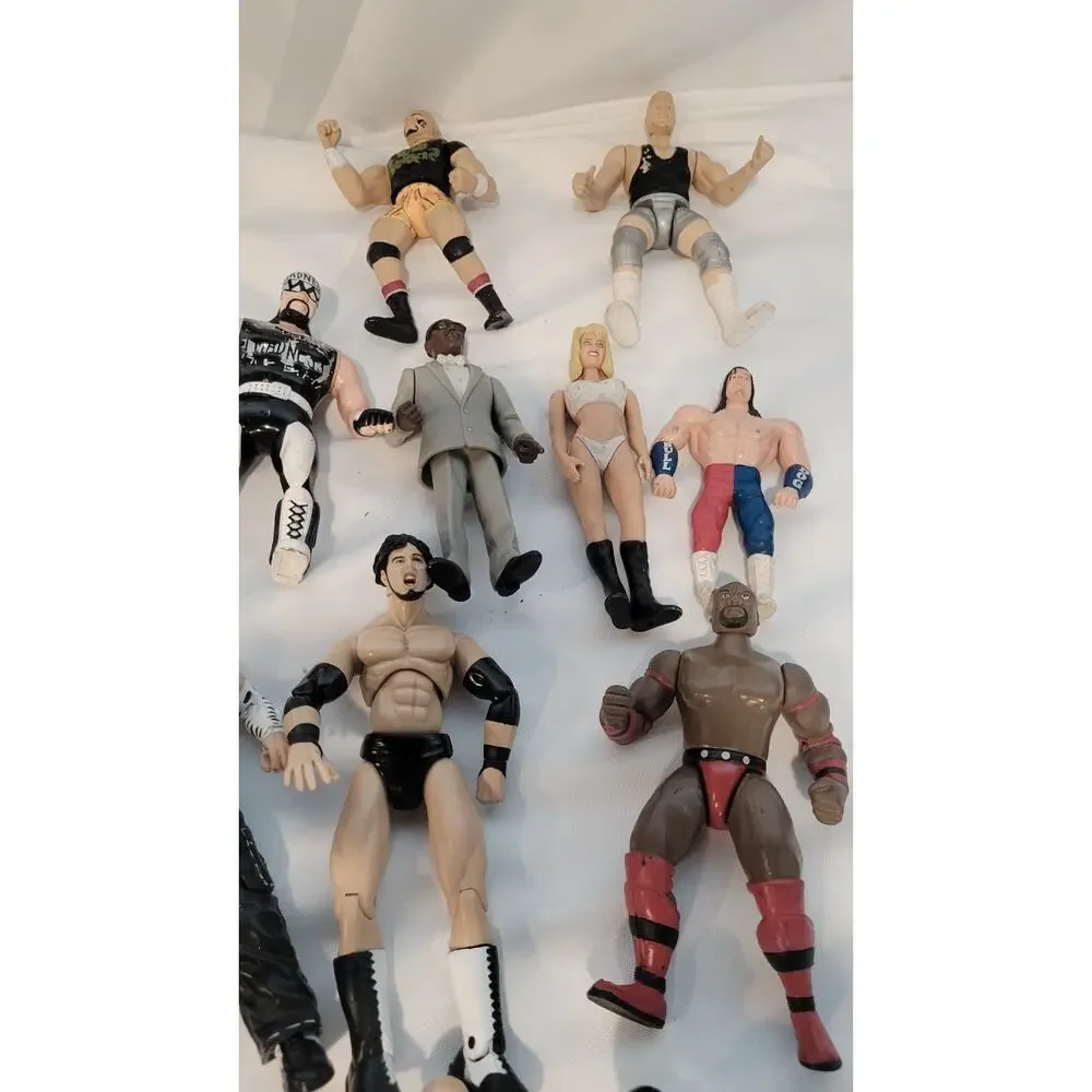 Vintage WWF WWE WCW Wrestling Action Figure Lot 25 Jakks DDP Sting Austin Hogan